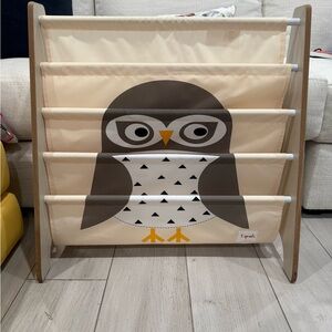 3 Sprouts Owl Book Rack - Cream and Brown